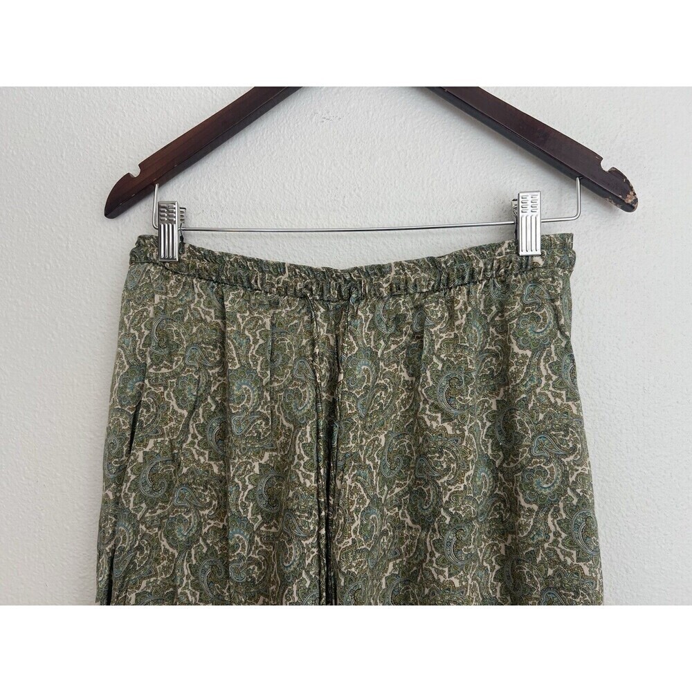 Zara Women's Medium Paisley Maxi Skirt Green Elastic Waist Flowy Boho Lagenlook - Picture 6 of 11